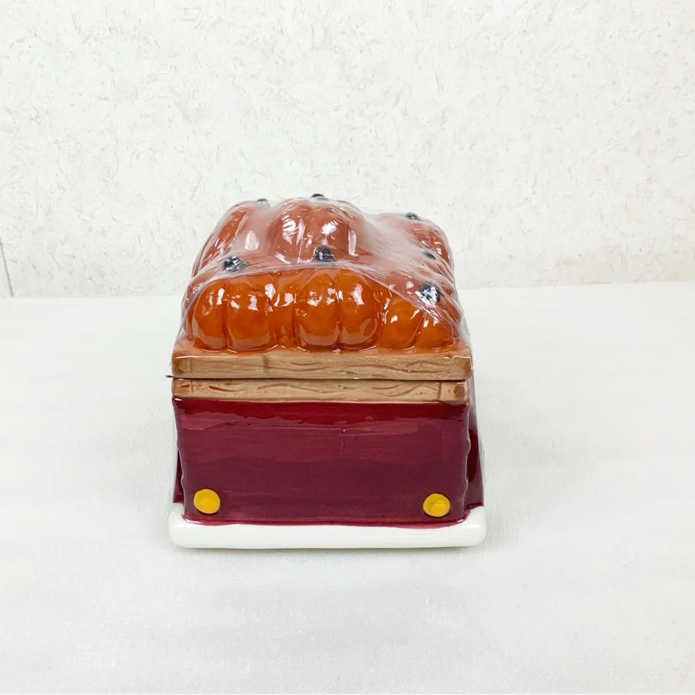 Fall Red Truck Cookie Jar Ceramic Retro Style Harvest Thanksgiving Farmhouse